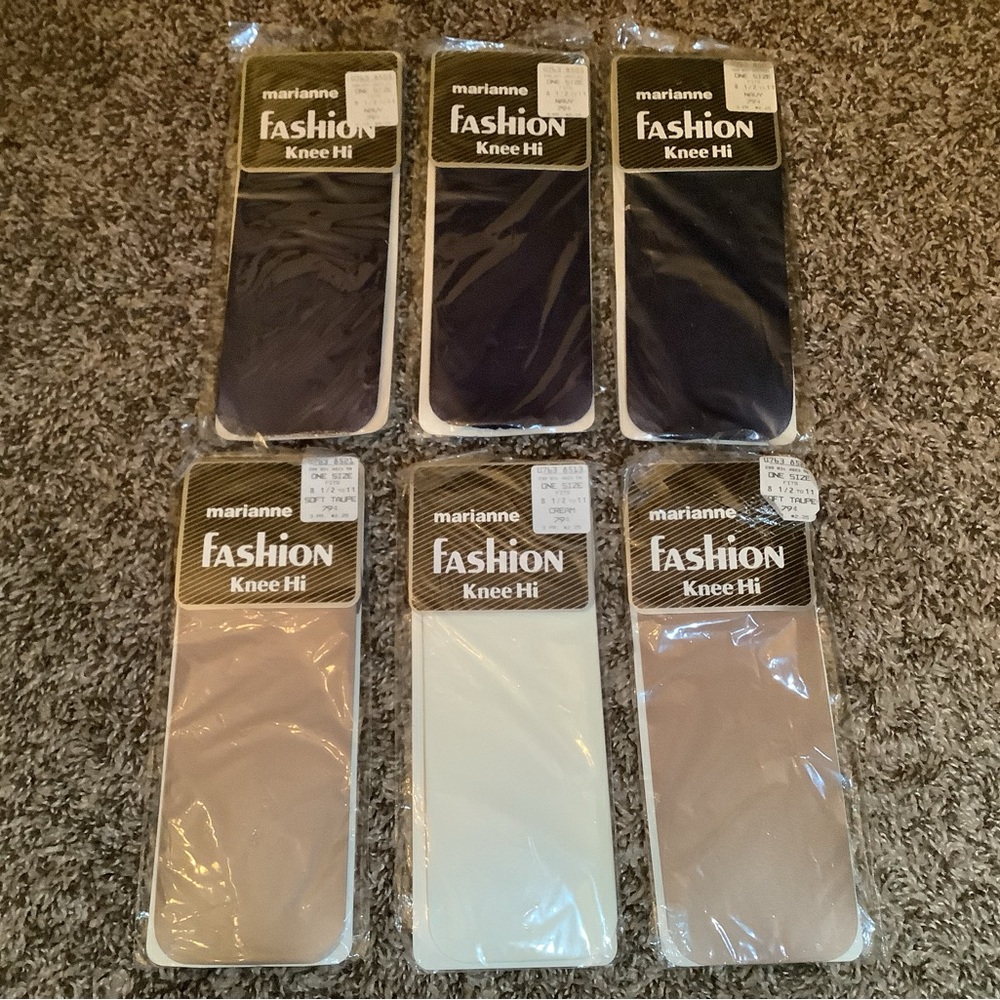 Lot of 6 - Marianne fashion knee highs, 100% nylon, One Size